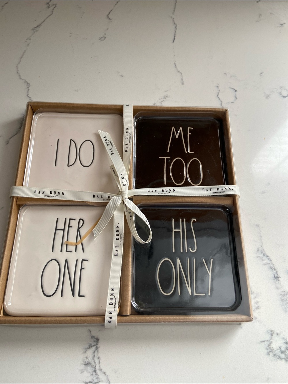 Rae Dunn Wedding Coasters Set I Do Me Too His Only Her One NIB